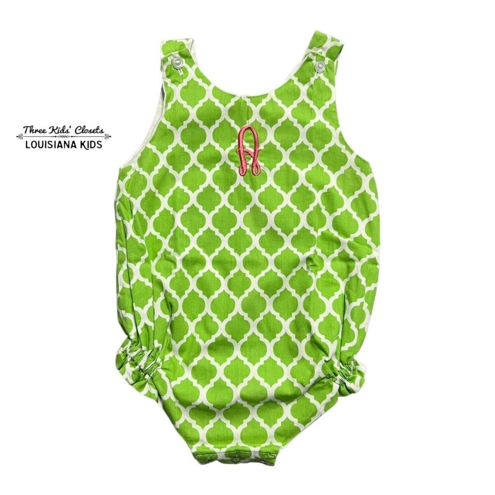 Classic Whimsy 6m Personalized “A” Bubble Romper